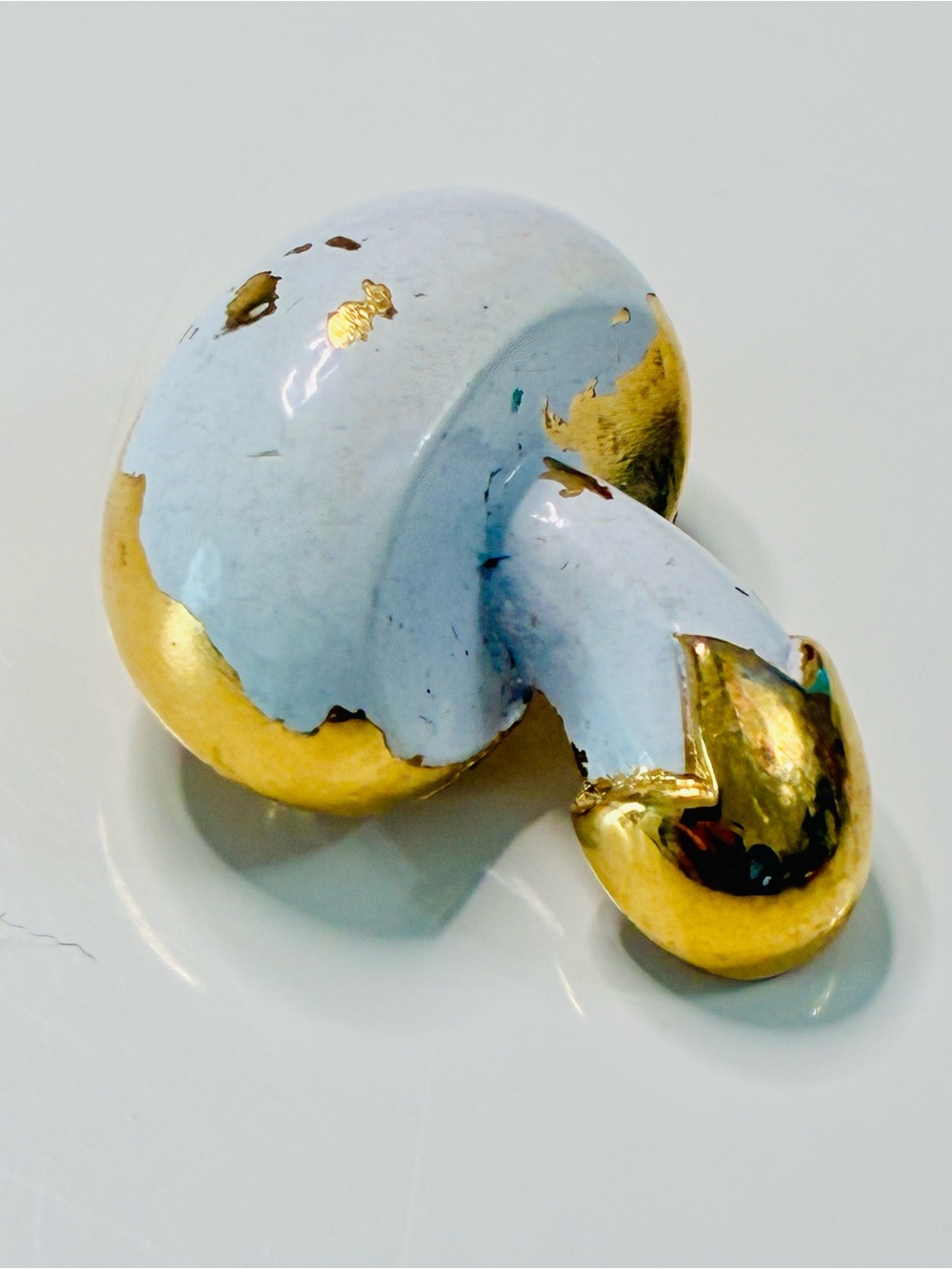 VTG White and Gold Mushroom Brooch Retro Tiny - Picture 6 of 13